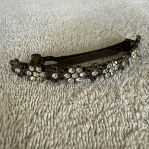 Women's Unbranded Black & Clear Rhinestone Flower Hair Barrette One Size
